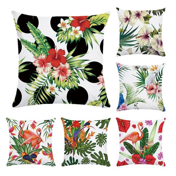 

pillow neck pillows flamgoing vintage flower tropical leaves waist throw pillow case polyester/cotton cushion cover home cr130