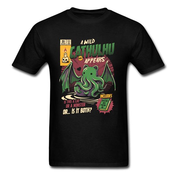 

sport a wild cthulhu t-shirt men cat or monster tshirt skull mens cartoon t shirts cute clothing funny black tee