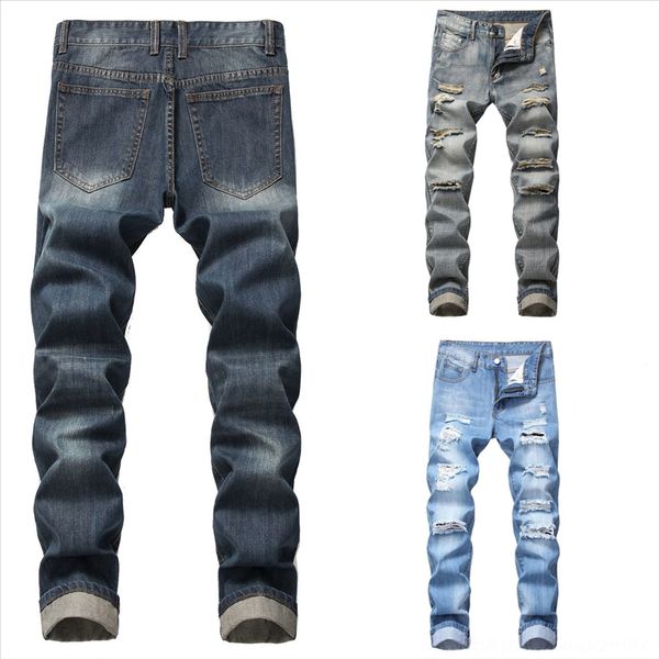 

4kick factory saledenim jeans fashion hole high man jeans men regular stretch wash denim trousers rip jeans motorcycle, Black