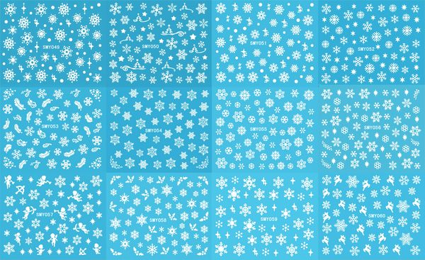 

styles art christmas large 3d snowflake snow nail stickers decal tips white xmas reindeer feather self-adhesive