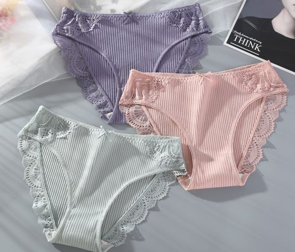 Baumwollhöschen 3 Teile/los Solide Damenhöschen Komfort Unterwäsche Hautfreundliche Slips Frauen Sexy Low-Rise Panty Intimates LJ200822