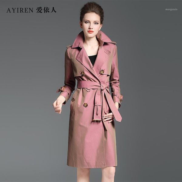 

and winter windbreaker women's middle long slim over knee new british style chameleon loose spring and autumn coat lady1, Tan;black