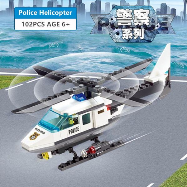 

102pcs самолет самолет строительных блоков установка полиции города diy собрание brinquedos создатель кирпичи развивающие игрушки для детей