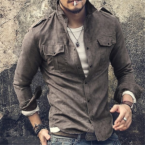 

new autumn spring cotton men shirts long sleeve military shirt casual brand camisa masculina army style dress shirt y200408, White;black