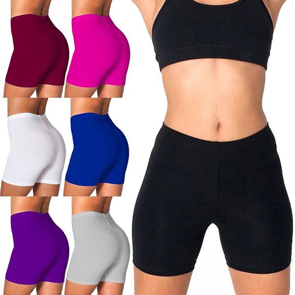 

women's waist tummy control workout yoga black compression athletic bike running shorts slim stretch gym tights, White;black