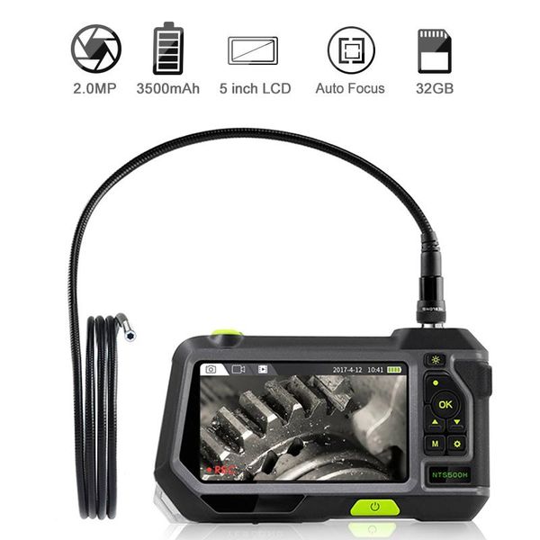 

2.0mp industrial endoscope autofocus inspection camera with 5 inch screen 1080p hd waterproof borescope with 32gb tf card