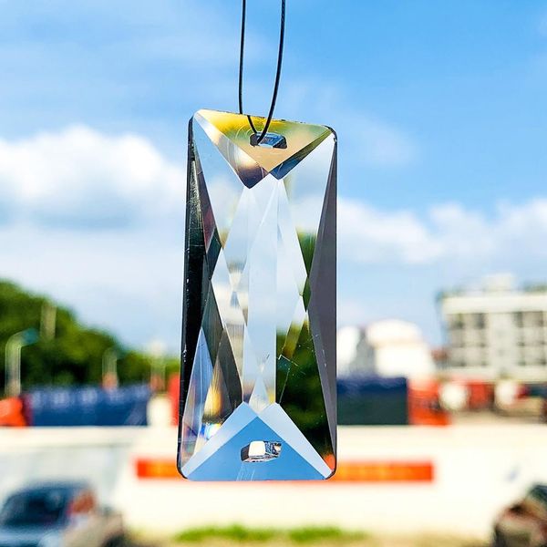 

5pcs 50mm rectangle transparent crystals pendants chandelier glass crystals lamp prisms hanging ornament parts drops 2 holes h jlllip