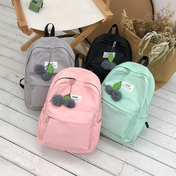 

2020 new simple fashionable waterproof nylon backpack female leisure travel bag junior high school student schoolbag