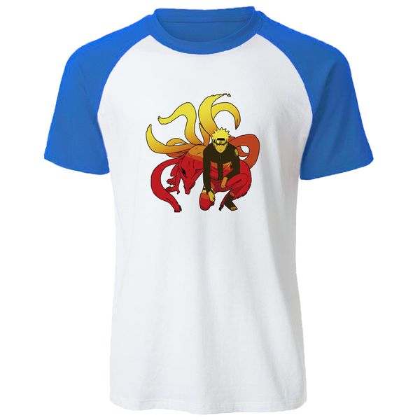 

sport naruto nine-tails t-shirt 2019 summer cotton harajuku male raglan short sleeve funny fashion men t shirts mens tshirt