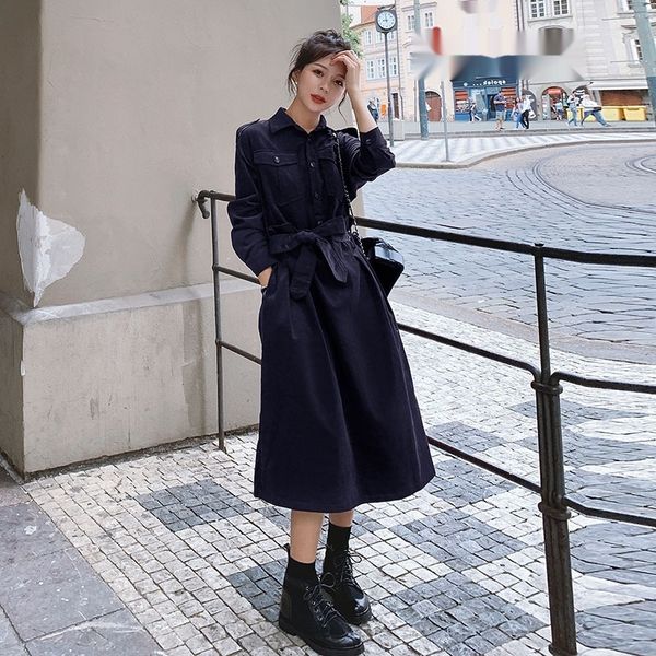 

вельвет женщин платья платье dresswick dressmiddle школа длинные 2020 весной новый стиль талии длина закрытия первой любви platycodon юбки к, Black;gray