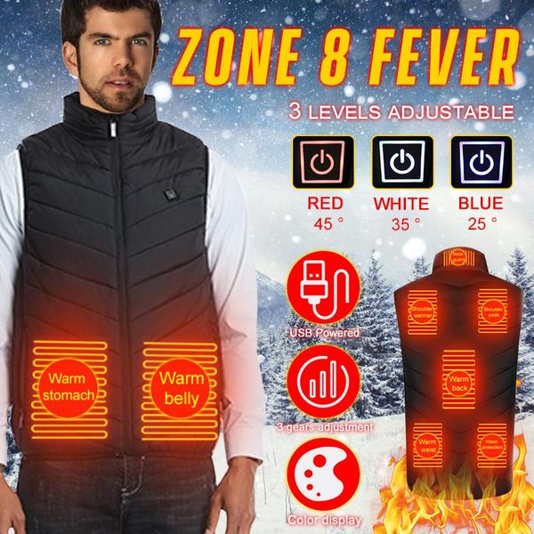 

outdoor t-shirts 8 areas winter heated vest men electric heating thermal warm clothes fishing hunting usb jacket, Gray;blue