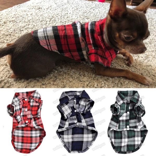 

classic plaid shirts summer dog vest small medium pet clothes for dogs pets puppy cat clothing dhl