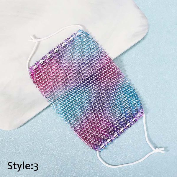 

colorful rainbow crystal mask washable reusable rhinestone masks for women masque mascarillas halloween cosplay face jewelry wmtuty