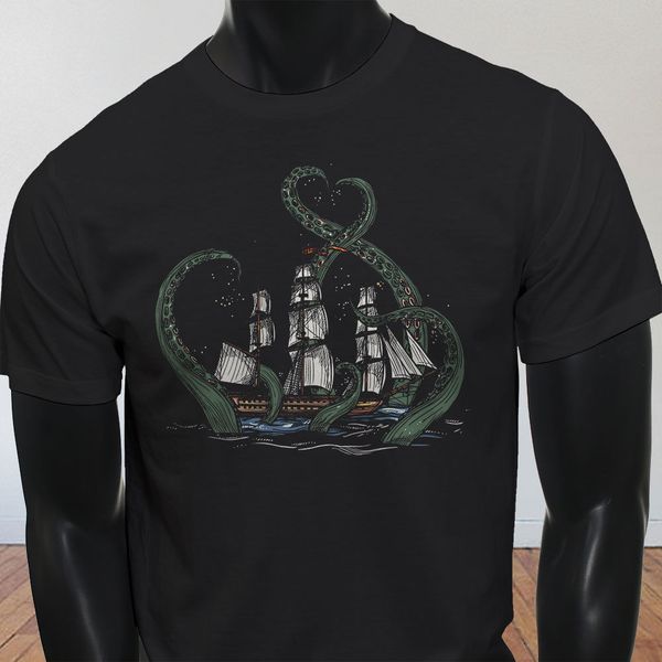

new arrival 's fashion kraken sea monster vintage ocean sailor adventure black t shirt summer tee shirt sport hooded sweatshirt hoodie