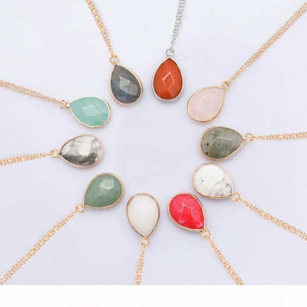 

stone necklace women luxury jewelry long choker necklace sweater faceted agate crystal natural stone pendant necklace t075, Silver