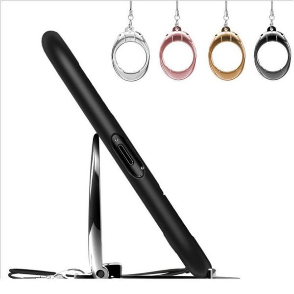 

rope keychain mobile phone cord anti drop fall protector 2 in 1 grip holder metal phone support phone stand desk qylpsm