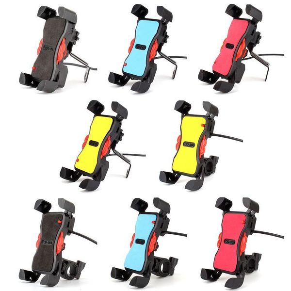 

dual usb motorcycle charger phone socket moto motocross bike handlebar holder w91f