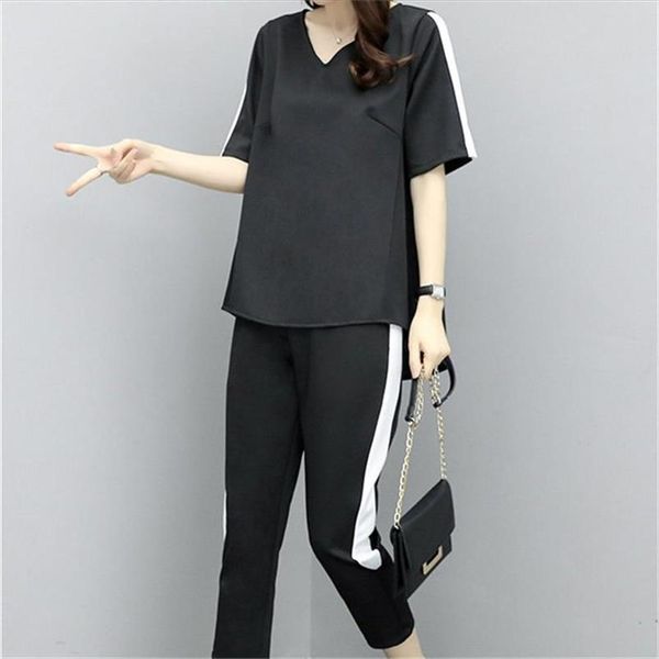 

womens outfits summer striped pants suits and tracksuit sportswear fitness, Gray