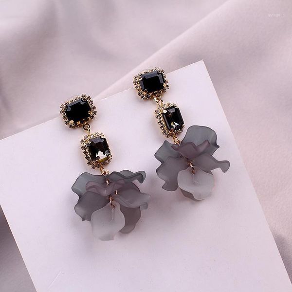 

dangle & chandelier aensoa 2021 korea style gray rose resin drop earrings for women statement geometric flower party jewelry arrivals1, Silver