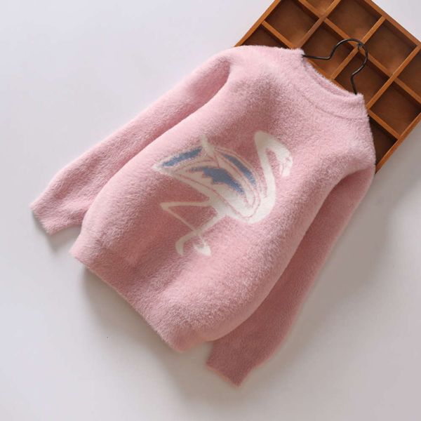 

mink girls' sweater cashmere thickened 2020 autumn and winter new children's undershirt, Blue