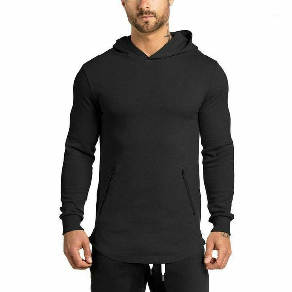 

new fashion mens autumn winter long sleeve hoodie sweatshirt gym jacket hooded zip up pullover jumper coat outwear black white1