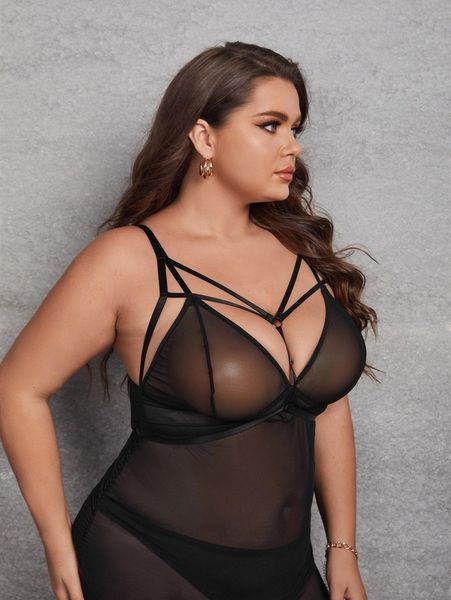 

plus ring linked harness bra without lingerie o3vw#, Black;white