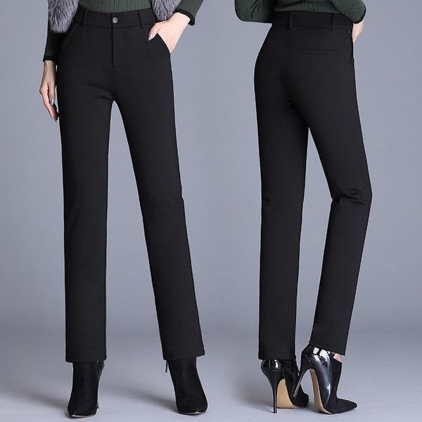 

pair of down trousers for women's wear thick high waisted slim korean 90% white duck down casual large straight pants, Black;white
