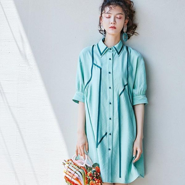 

can ship loose large size long style shirt dresses for woman 2021 summer new design dresses casual tide yj043, Black;gray