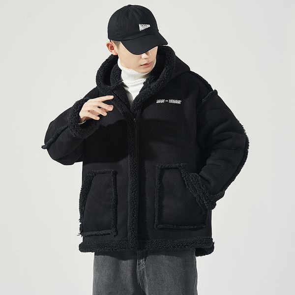 

2021 new jacket black men's winter thick warm for sportwear fleece hoodies coat slko