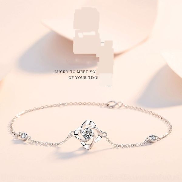 

78hau 925 silver plated platinum four leaf simple braceletgrass bracelet for women braceletbracelet mori hand jewelry for girlfriend alqks, Golden;silver