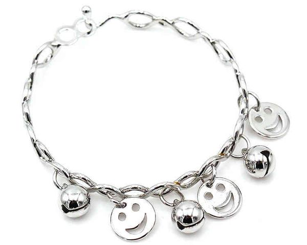 

bf33 korean fashion simple lady student sier bell bracelet smiling face bell bracelet, Golden;silver