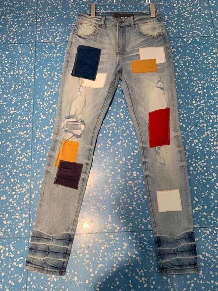 

vk01129 fashion men's jeans 2021 runway luxury european design party style men's clothing1, Blue