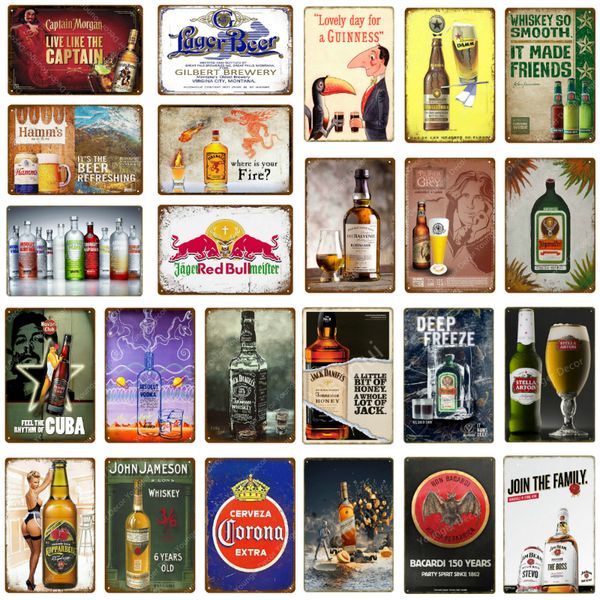 

2021 funny pub bar decoration drinks beer tin signs metal plaque wine whiskey painting poster pub casino home vintage wall decor painting