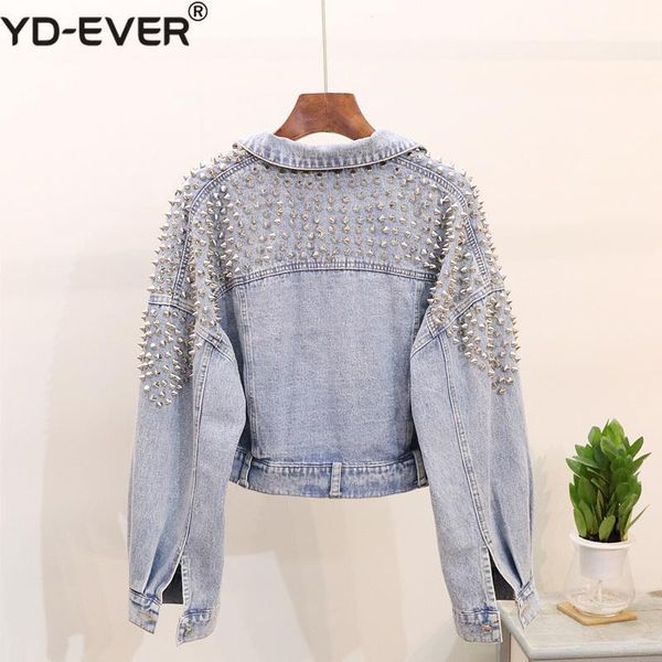 

european vintage short jean jacket coat woman 2020 autumn new heavy rivet loose bat sleeve denim jackets women's handsome jacket1, Black;brown