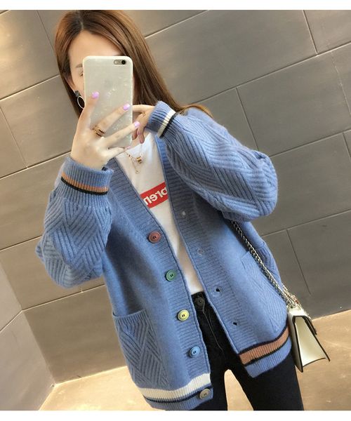

2021 spring and autumn dress, new korean chic style lazi short knit cardigan coat student women, White;black