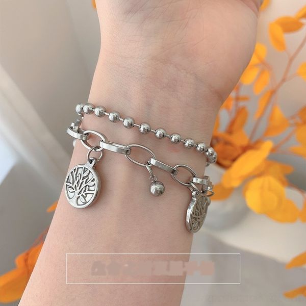

zk1dk all body 2020 steel girl titanium new tree of life simple hand accessories fashionable net red tide bracelet braceletbracelet bracelet, Golden;silver