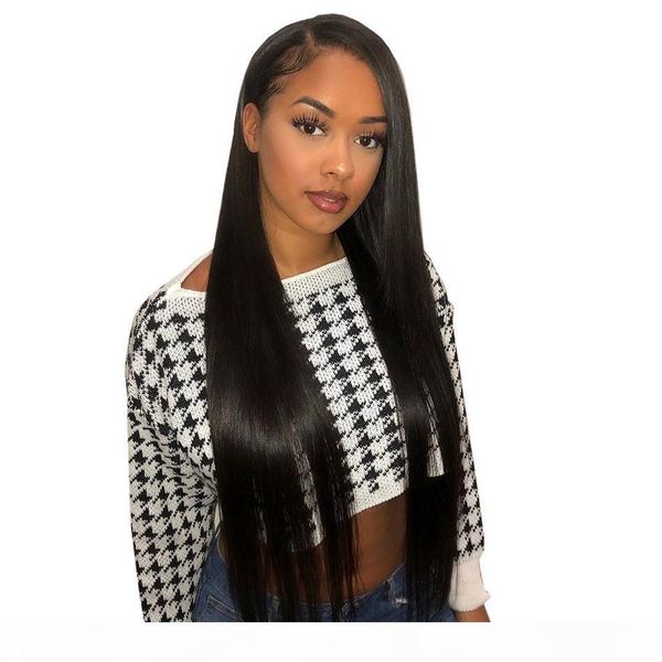 

transparent lace wig human hair straight malaysian virgin glueless pre plucked hd transparent full lace wigs for black women, Black;brown