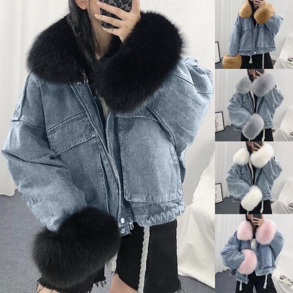 

women jackets warm denim short coat collar jacket slim winter hooded outwear coats1, Black;brown