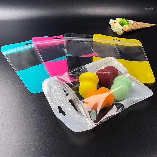 

gift wrap 500pcs colorful plastic bag transparent jewelry with zipper pvc pouch handle1