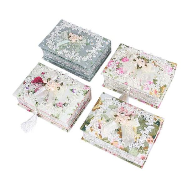 

1pc pastoral jewelry organizer earring casket storage box container casket for jewelry trinket storage case gift box, Pink;blue