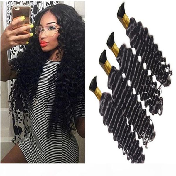 

3bundles brazilian deep curly hair 8a mink brazilian hair human braiding hair bulk no weft brazilian deep wave, Black