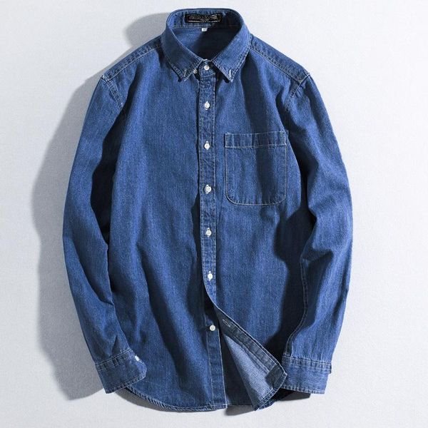 

men's casual shirts blue long sleeve denim dhirt with pocket black spring shirt men turn down collar soft korea style, White;black