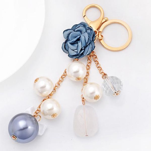 

flower keychain bag pendant with bowknot bag holder crytals strass women bag flower charm key chain buckle key ring ch906 h bbyhsy