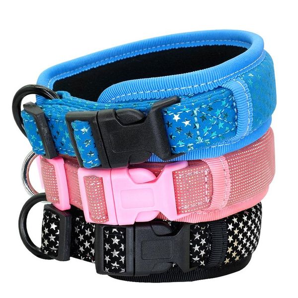 

soft padded dog collar thick wide pet dog collars adjustable for medium large dogs beagle pug pink black bl wmtgwo