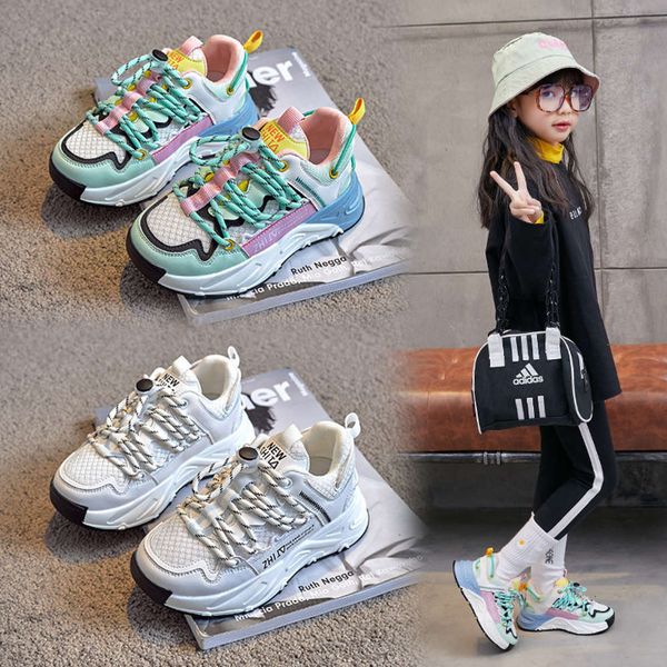 

light spring autumn 2021 breathable and girl's sports leisure antiskid children's tennis sho fashion trend, Black;red