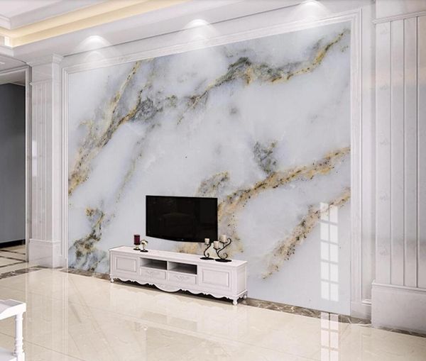 

modern white marble wallpaper 3d wall mural for tv background wall decor gold murals p printed paper for bedroom