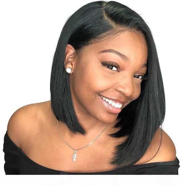 

brazilian full lace wig bob for black women virgin brazilian glueless short bob lace front wigs with baby hair, Black;brown