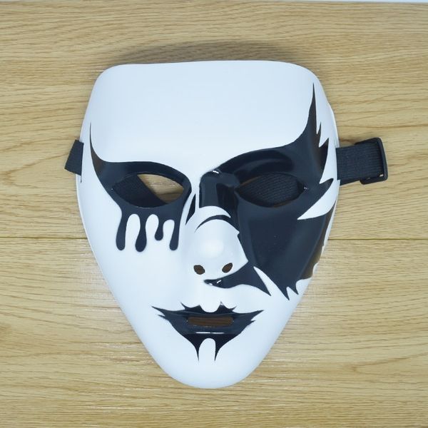 

7pwox white face makeup ball mask beauty white hip hop hand painted mask beauty props prop halloween mask blcah