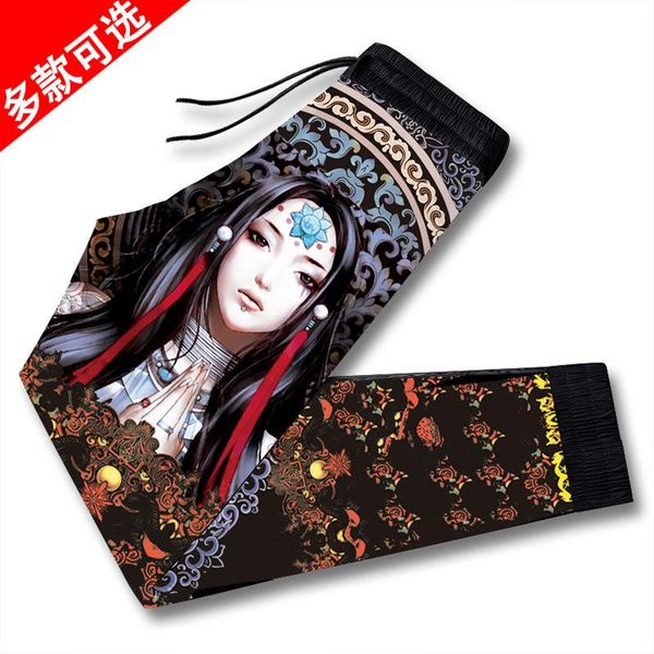 

men's pants casual loose large size boys sports harem retro printed autumn and winter, Black