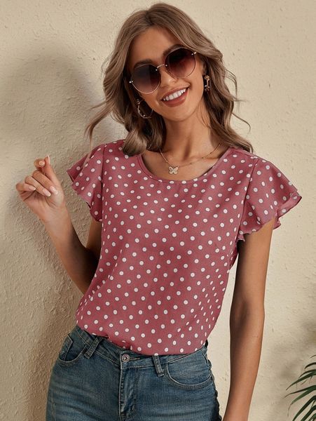 

polka dot cut out back blouse q7py#, White